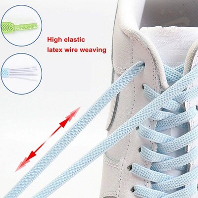 1Pair No tie Shoelaces Flats Elastic Shoe Laces Kids Adult S