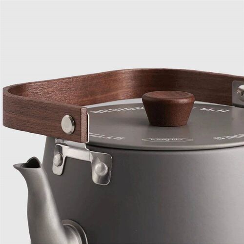 1.1L Camping Water Kettle with Wooden Handle Outdoor Portabl