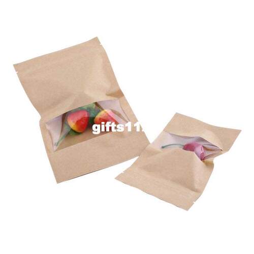 20 Pcs Re-sealable Kraft Paper Bags Package Home Gift Bags f