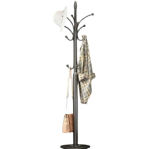Metal Coat Rack Stand Satin Steel Stable Hooks Tree Hat Coat