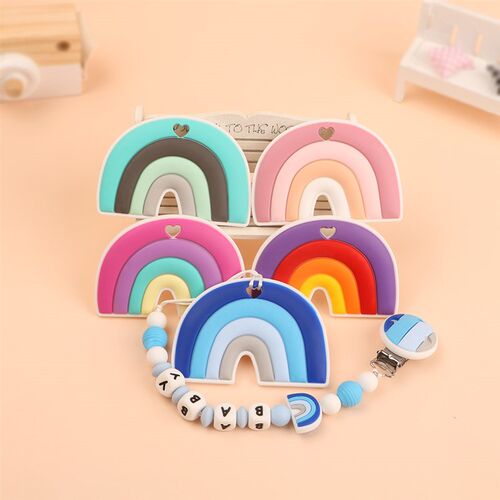 Silicone Teether Cartoon Animals Rainbow Train 1pc Food Grad