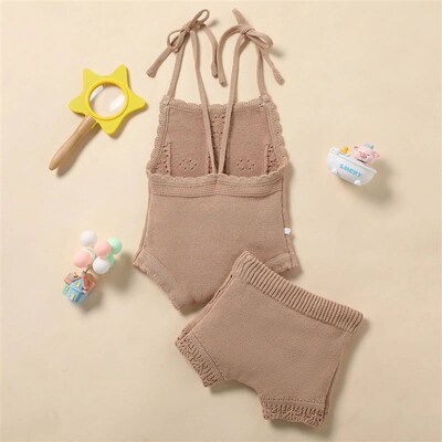 Beach Summer Clothes for Newborn Baby Girls Frilled Eyelet K
