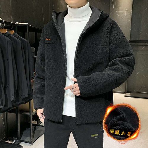 Lamb wool cotton coat mens autumn and winter new tend thick