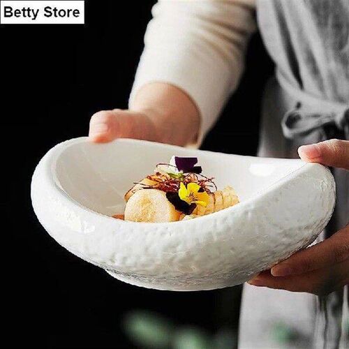 Simple Shaped White Ceramic Dinner Plate Insulation Bowl