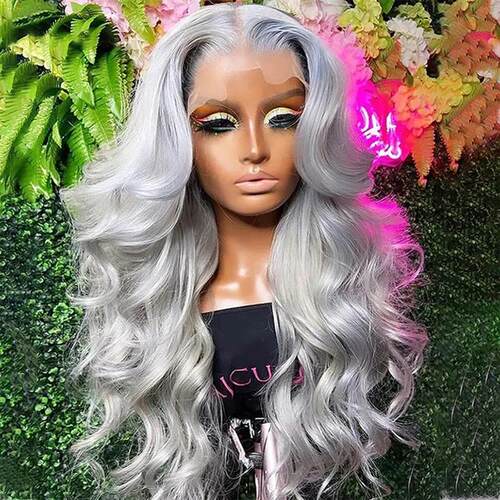 30inch Silver Gray 13x4 Lace Front Wigs Human Hair Body Wave