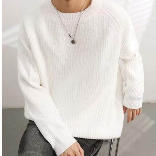 Lazy Style Sweater for Men 2025 Knitted Pullover Round Neck