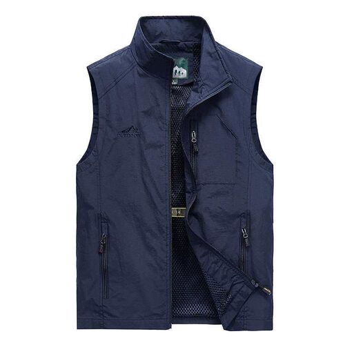 Spring and summer new mens simple stand-up collar fishing v