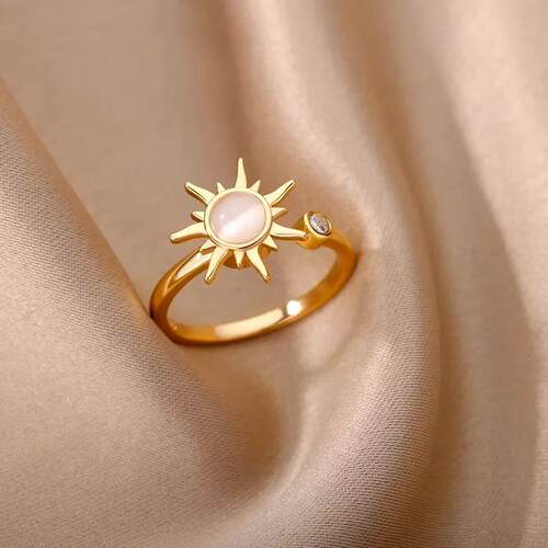 Anti Sss Anxiety Fidget Rings for Women Stainless Steel Sunf