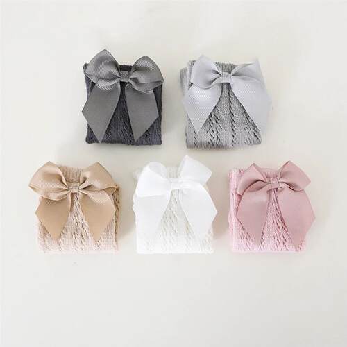 New Summer Baby Knee High Socks Kids Girls Bow Long Sock Sof