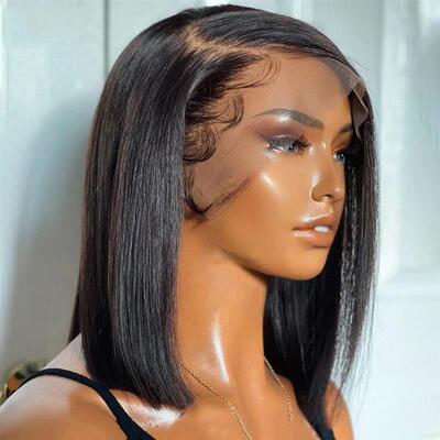 Brazilian Straight Human Hair Wigs 180 Density Transparent T