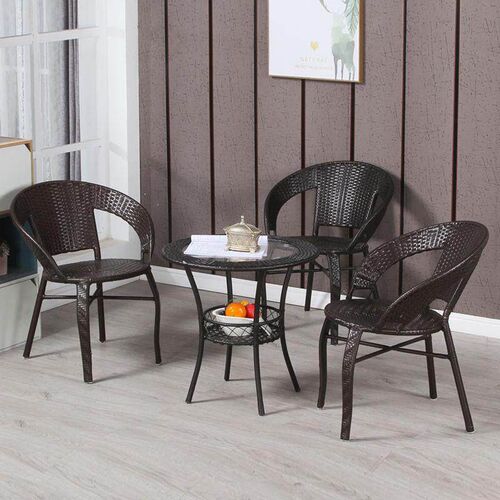 Balcony Tea Table Full Set Small Coffee Table Rattan Storage