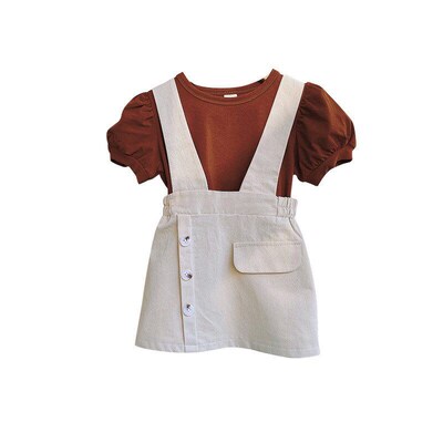Girls Strappy Skirt Set 2025 Summer Toddler Bubble Short Sle