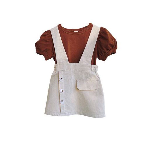 Girls Strappy Skirt Set 2025 Summer Toddler Bubble Short Sle