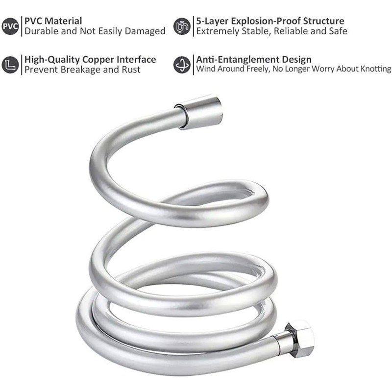 1/1.5/2m PVC Handheld Shower Head Hose Flexible Anti Winding图片