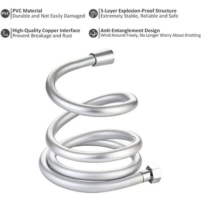 1/1.5/2m PVC Handheld Shower Head Hose Flexible Anti Winding