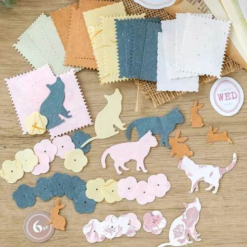 40pcs, Material Paper Package, Vintage Small Broken Flower J
