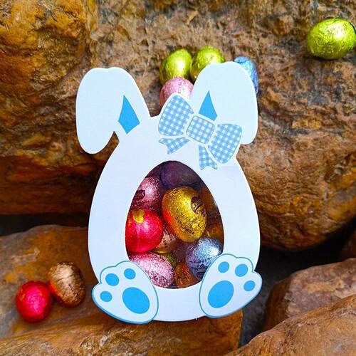 10Pcs Easter Themed Paper Candy Boxes with Egg & Rabbit Ear