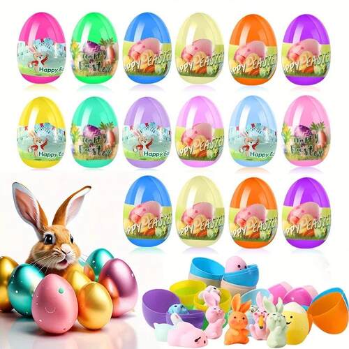 10pcs Easter Rabbit Lucky Egg Prizes, Mixed Colors, Carnival
