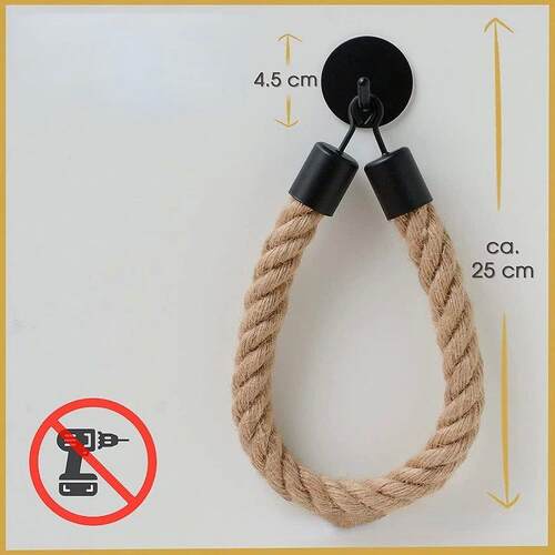 Toilet Roll Paper Holders Retro Hemp Rope Punchless Wall Mou