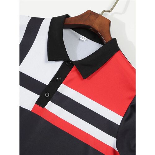 New high-end mens top spring  summer lapel short sleeved fa