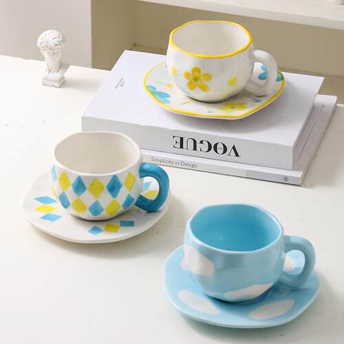 Hand-Painted Coffee Cup Set Artistic Handcrafted Cup gifts