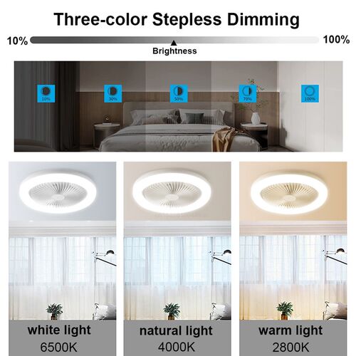 Ceiling Fans With Remote Control and Light 30W LED Lamp Fan
