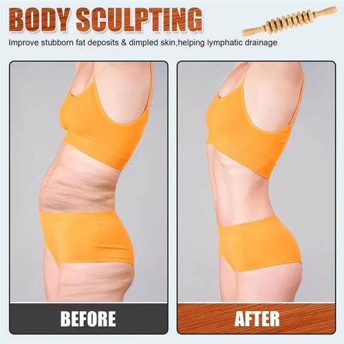 Curved Wood Roller for Stomach Cellulite,Wooden Therapy Mass