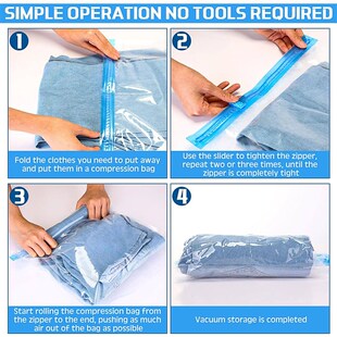 20 Pack Travel Vacuum Storage Bags Hand Roll Durable Space S