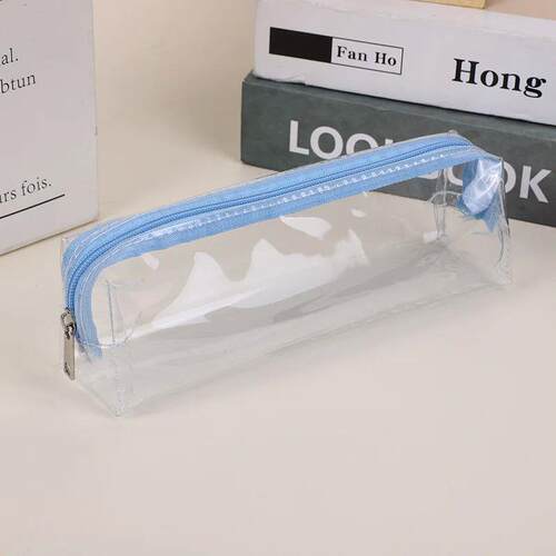 Transparent Zipper Pencil Case Pen Bag Cosmetic Makeup Pouch