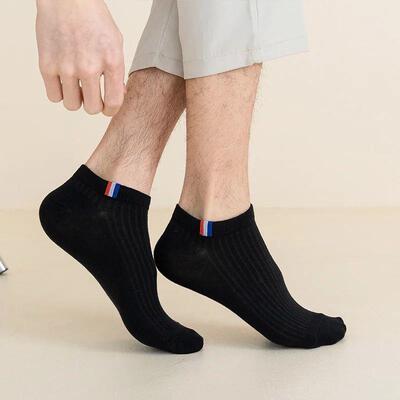 5 Pairs Of Thin Summer Blending Boat Socks Plain Color Mens