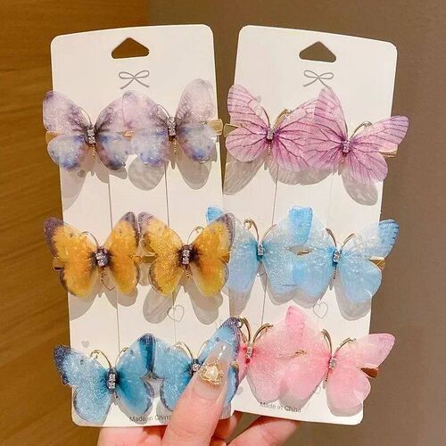 2/6Pcs Colorful Butterfly Hairpins Girl Hair Clips Barrettes