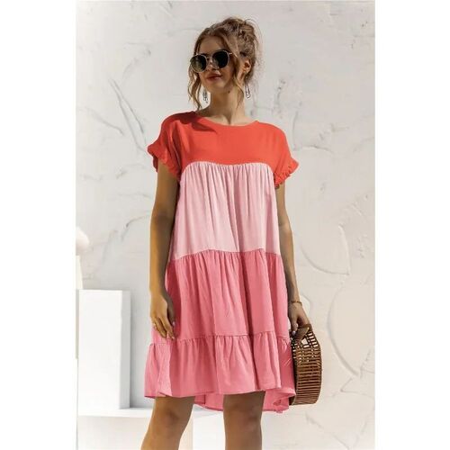 Summer Maternity Sundress Contrast Color Dress Pregnant Wome