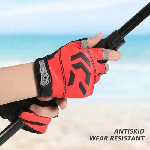 1/2 pair Fishing Gloves Sun Protection 3 Cut Fingers Anti-Sl