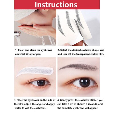4D Hair Like Eyebrows Stickers Makeup Waterproof Eyebrow Tat