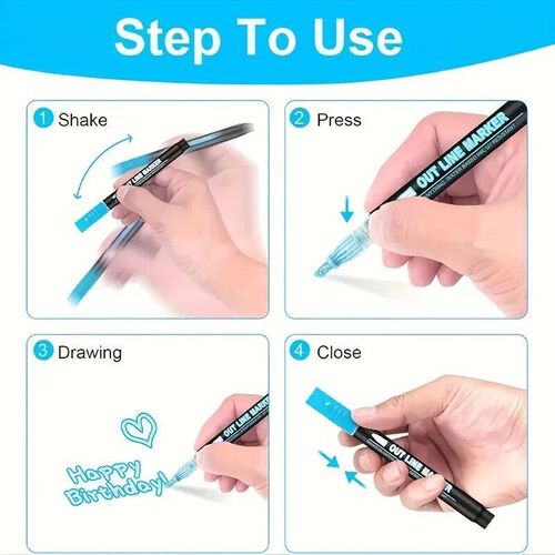 24 Color Double Line Outline Art Pen Marker Pen DIY Graffiti