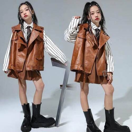 Hip Hop Clothing Girls Solid Vest Stripe Shirt Suit Pants Bo