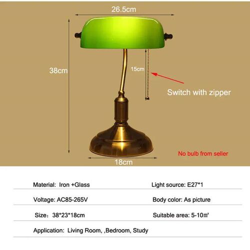 Bank Table Lamp European Style Glass Lamp Retro Office Desk