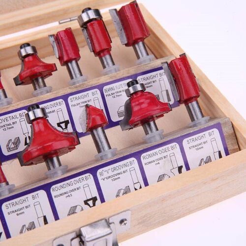 15Pcs 1/4  Shank Tungsten Carbide Router Bit Set Tool S