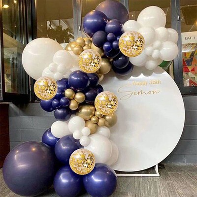 Blue Silver Macaron Balloon Garland Arch Kit Wedding Birthda