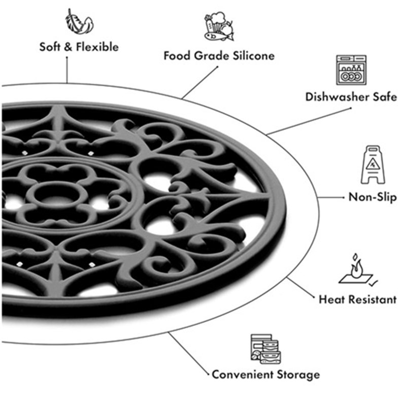 Silicone Trivet Pads Microwave Pans Mats Hot Pot Holder - 实物图