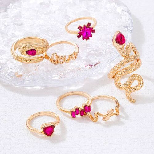 Fashion Crystal Snake Shaped Rings Set For Women Rhinestone