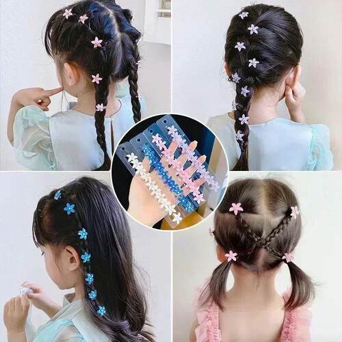 10PCS/Set Hair Clip Braided Small Flower Hair Buttons Hairpi