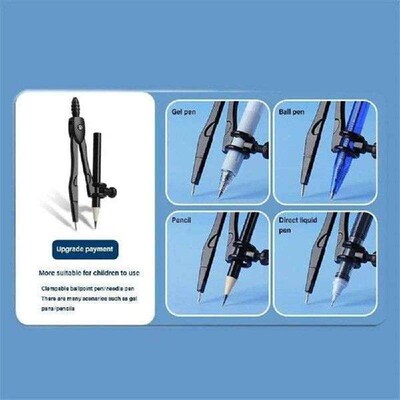 Clip Pen Type Drawing Compasses Set with Pencil Sharpener