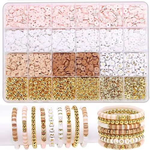 Style DIY Clay Beads Bracelet Making Kit Friendship Golden L