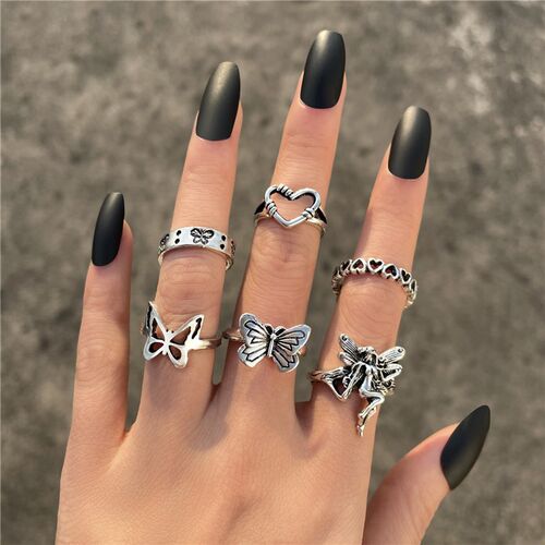 Vintage Silver Color Animal Rings Set For Women Men Punk Sil