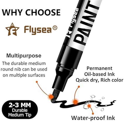 Black/White Oil Based Paint Pens, Permanent Marker for Metal