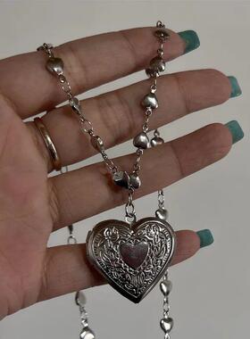 Romantic Heart Locket Pendant Openable Female Silver Color S