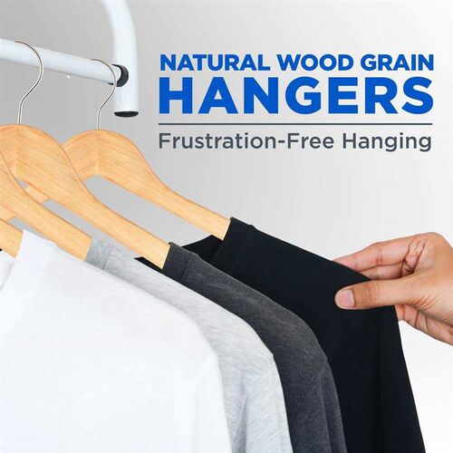 SereneLife 30 Premium Wooden Hangers Smooth Finish Space Sav
