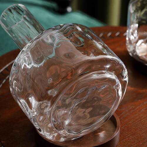 Glass Vase Wood Base Mid Century Modern Home Decor Display