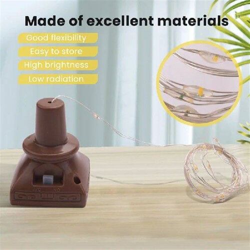 Solar Powered Wine Bottle Lights 20 LED Copper Cork Lights